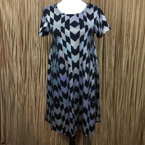 Lularoe Carly Dress Silver Metallic Print Size XXS